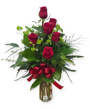 6 Roses Vase Arrangement