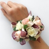 #4 White Maroon Corsage Prom Corsage