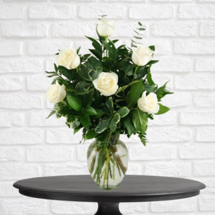 6 White Roses
