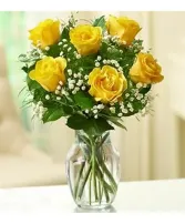 6 Yellow Rose Vase - 00145 