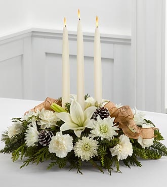 Ivory & gold holiday centerpiece 
