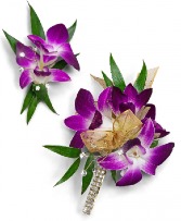 #60 Purple Orchid Corsage & Bouttoniere Corsage and Bouttoniere