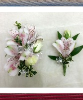 #64 Lily Corsage and Bouttoniere Corsage