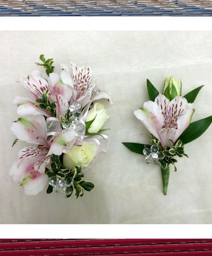 #64 Lily Corsage and Bouttoniere Corsage