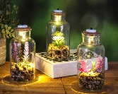 7" LED Glass Jar with floral in CDU 