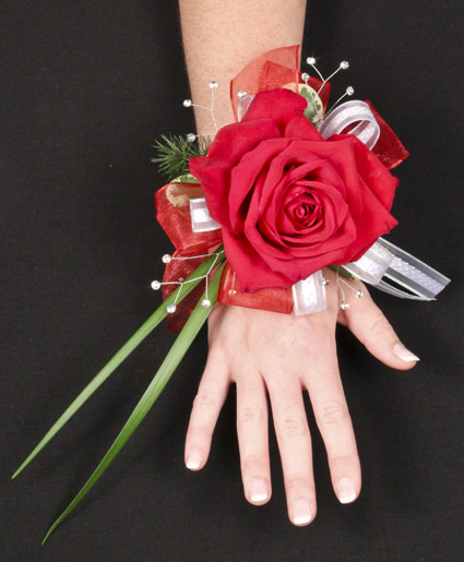 white rose prom corsage