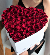 50 Fresh or Preserved Roses In a Heart Box 