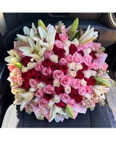 75 Roses Ramo with lilys 
