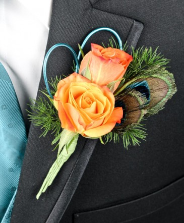 Flirtatious Feathers Prom Boutonniere in Port Dover, ON | Upsy Daisy Floral Studio