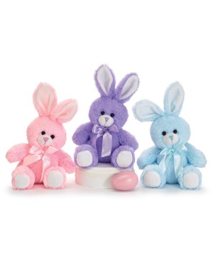 8" ASSORTED COLOR SITTING BUNNIES plush