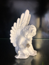 8" White Polyresin Angel Statue 