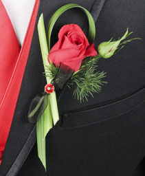 PUTTING ON THE RITZ RED Prom Boutonniere