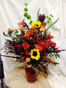 Slendor of Autumn Large Vased bouquet of Fall Blooms
