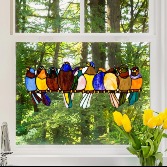 9.5"H Marisol Multicolor Birds Stained Glass Windo gift