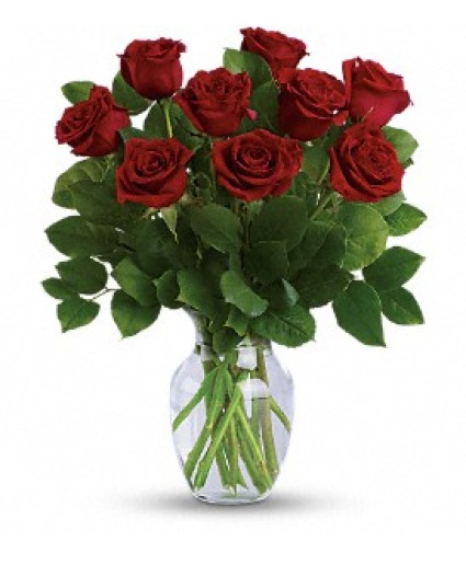 9 Red Rose Vase Valentines Special  Same Day Red Rose Delivery