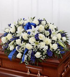 91222 BLUE AND WHTE HALF CASKET COVER 