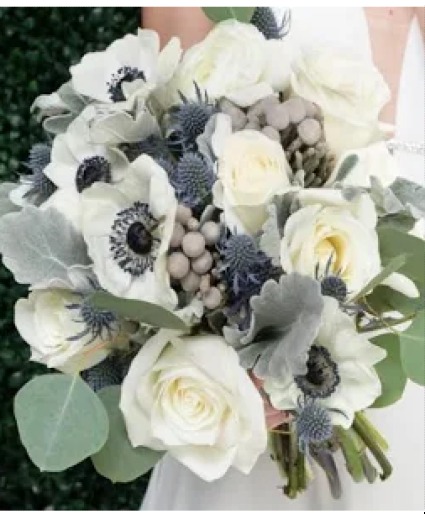 Midnight Frost Bridal Bouquet Cool tones and modern elegance