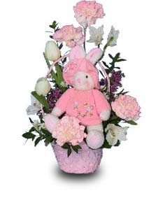 BABY PINK BASKET Flowers for New Baby