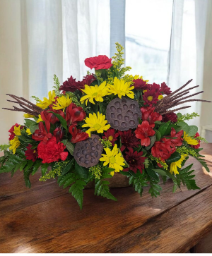 Fall Traditions Centerpiece FHF-F95 Fresh Flower Arrangement  local only