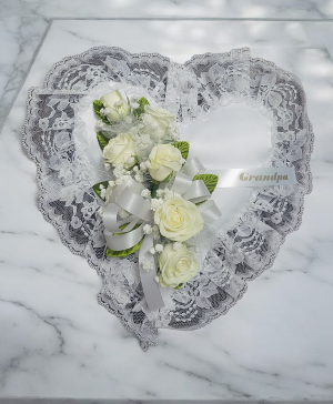 White Satin Heart Pillow FS-974 