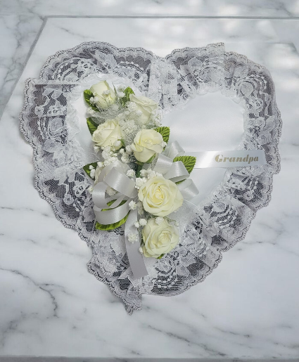 White Satin Heart Pillow FS-974