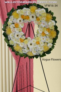 Always In Our Hearts Wreath (White and Yellow) Funeral Sympathy Wreaths