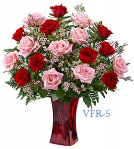 A BLEND OF PINK AND RED ROSES Floral Arrangement