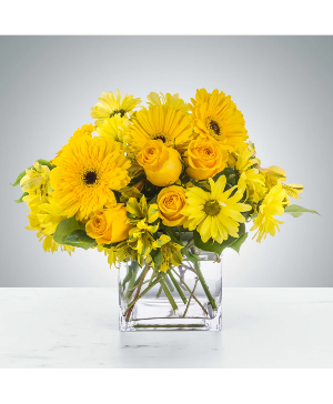 A Burst of Sunshine Vase Arrangement  There Maybe Some Substitute in Flowers
