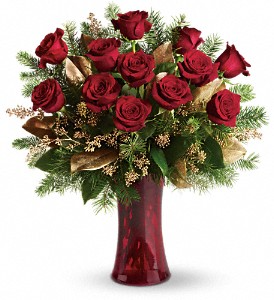 A Christmas Dozen Rose Bouquet