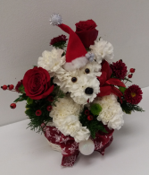 A Christmas Puppy Floral Arrangement