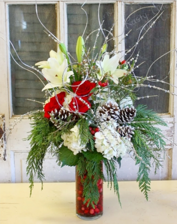 A Cranberry Christmas Vase Arrangement