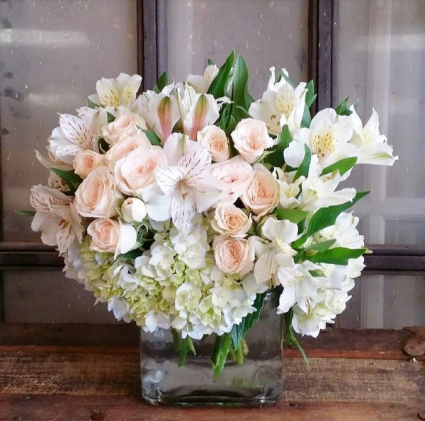 The Pearl Bouquet Cube Arrangement