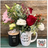 A Cup of Love Gift Set Fresh Florals & Candle Gift Set