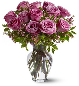 A Dozen Lavender Roses floral arrangement