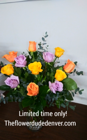 A Dozen Mix Color Roses in Denver, CO | THE FLOWER DUDE DENVER A Dozen Mix Color Roses in Denver, CO | THE FLOWER DUDE DENVER