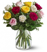 A Dozen Mixed Roses floral arrangement