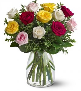 A Dozen Mixed Roses 