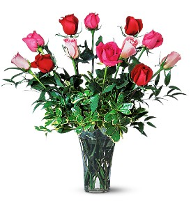 A Dozen Multi-Colored Roses floral arrangement