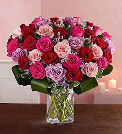 A dozen pastel valentine mixed roses 