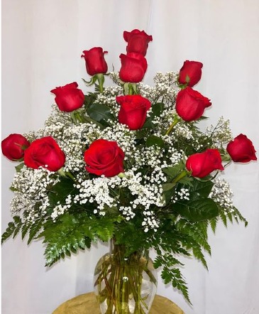 A Dozen Roses in a Vase  in Center Moriches, NY | BOULEVARD FLORIST