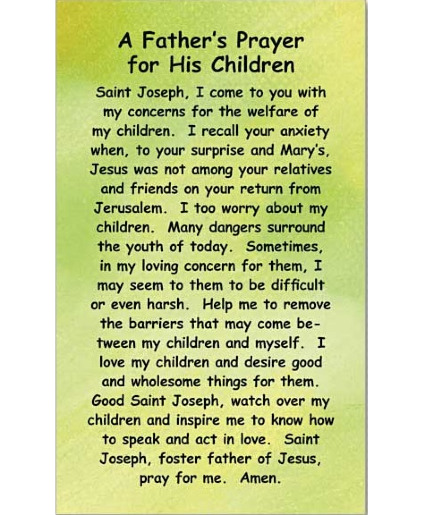 A Father's Prayer for His Children Prayer Card Add-on