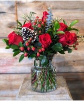 A Festive Dozen roses Arrangement