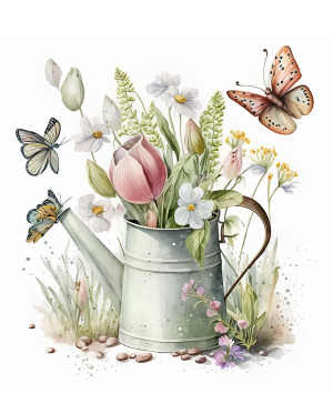 A Garden Watering Can Bouquet 