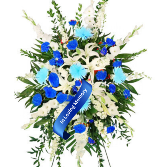 A Kiss Goodbye BLUE Standing Funeral Spray