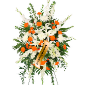 A Kiss Goodbye ORANGE Standing Funeral Spray