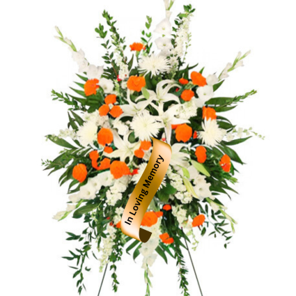 A Kiss Goodbye ORANGE Standing Funeral Spray