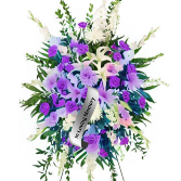 A Kiss Goodbye PURPLE Standing Funeral Spray