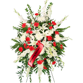 A Kiss Goodbye RED Standing Funeral Spray