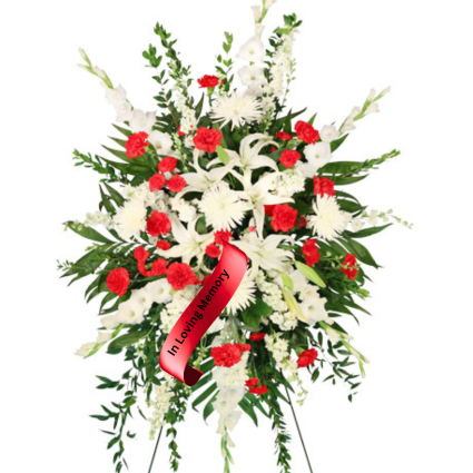 A Kiss Goodbye RED Standing Funeral Spray