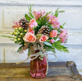 Pretty Pink Winter Mason Jar